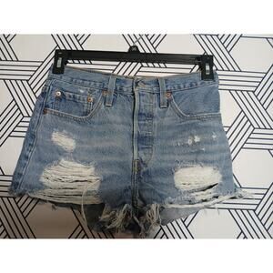 Levi 501 Distressed Womens Shorts Size 26